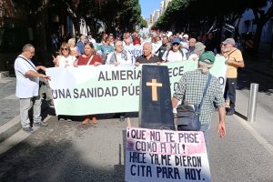 La cabeza de la manifestación bajando por el Paseo de Almería.