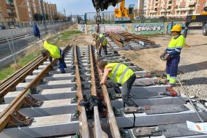 Obras en la zona del cambiador de ancho en Granada.