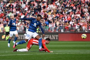 Adri Embarba en el partido contra el Betis del pasado campeonato que finalizó 2-3.