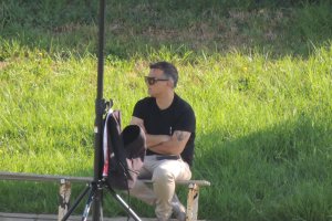 Joao Gonçalves en el campo Anexo siguiendo el entrenamiento del Almería.