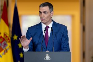 Pedro Sánchez, presidente del Gobierno, durante su comparecencia