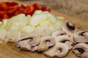 Setas salteadas con jamón.