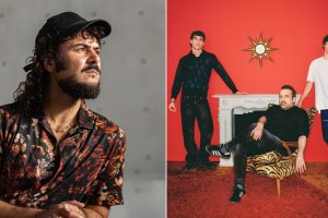 A la izquierda, Paco Bezerra en Almería; a la derecha, Javier Calvo y Javier Ambrossi, de pie, junto a Nacho Vigalondo.