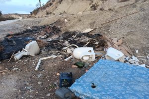 Aspecto del entorno del contenedor tras el fuego.