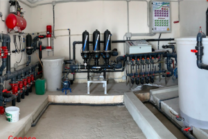 Un sistema de fertirrigación.