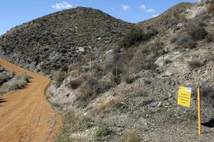 Una de las parcelas contaminadas por el plutonio que permanecen valladas.