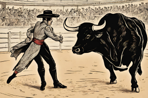 Un torero frente a un toro en 1880, en una ilustración generada artificialmente.