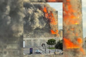 Incendio en un edificio del barrio de Campanar, en Valencia. Foto: 112 (Twitter).
