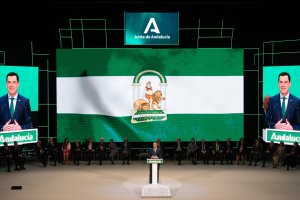 El presidente de al Junta, durante el Día de Andalucía.