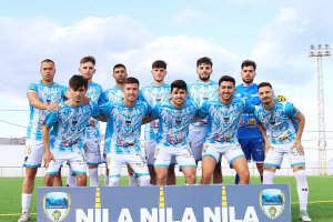 El once inicial del Carboneras F.C. frente a las Norias F.C., en el Blas Belmonte Alonso