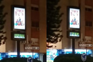 El panel de la Avenida del Mediterráneo en la noche del jueves marcando 26 grados.