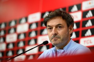 Santi Denia, en la sala de prensa.