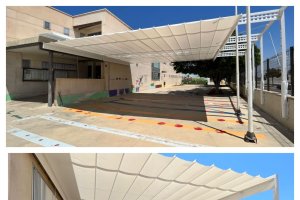 Toldos financiaciados por las AMPA en colegios de Almería.