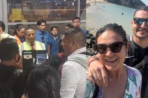 Jonathan y su pareja en Perú y las imágenes de la desesperación en el aeropuerto de Lima.