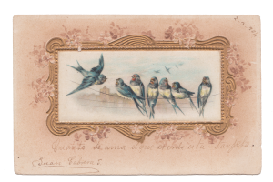 Postal vintage de golondrinas.