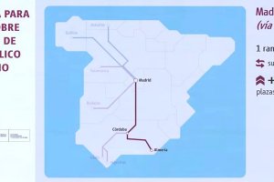 Mapa con el anuncio del nuevo tren.