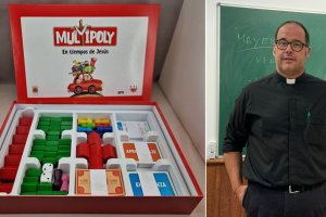 A la izquierda, Multipoly, el juego creado por el sacerdote almeriense Antonio Manzano (derecha).