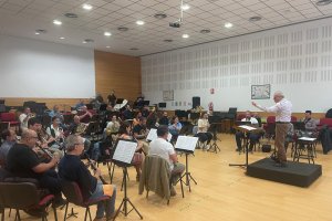 La Banda Municipal de Música de Almería, durante un ensayo esta semana.