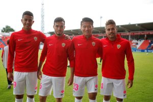 Engonga, Callejón, Lin y Navas en el Anxo Carro de Lugo en el partido que salvó al Almería del descenso a Segunda B.