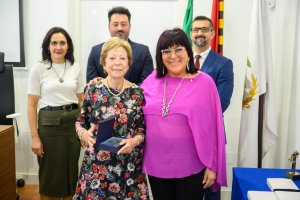 Maribel Gutiérrez en el homenaje de las Chicas de la Bola Azul.
