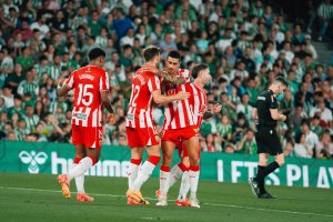 La celebración del gol de Leo Baptistao al Betis.