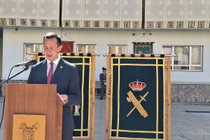 Intervención del subdelegado del Gobierno en Almería, José María Martín, durante el acto del 180 aniversario de la Guardia Civil.