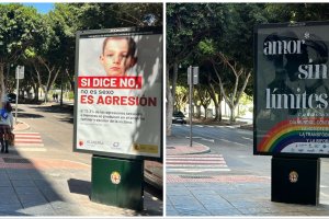 Cartel con el anuncio en la mañana de este miércoles y ya sustituido a primera hora de la tarde.