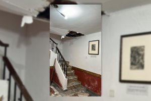 La cubierta de una de las zonas de San Pedro, completamente hundida.