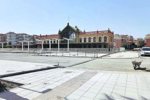 Estado actual de las obras de la estación provisional de autobuses.