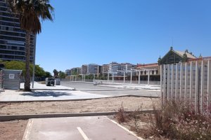 Vista de la zona de la estación provisional en la capital