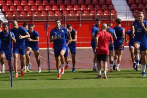El filial del Almería ha preparado el partido en el Estadio de los Jueos Mediterráneos.