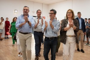 El ministro de Presidencia, Justicia y Relaciones con las Cortes, Félix Bolaños, en un acto público del PSOE en Níjar.