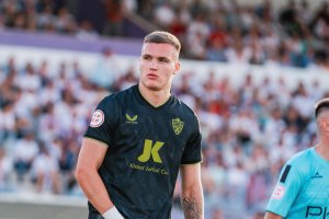 Marko Milovanovic en el partido de vuelta en 'La Victoria', que acabó con victoria rojiblanca por 1-2.