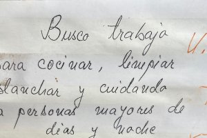 Anuncio para encontrar trabajo escrito por la protagonista de esta historia.