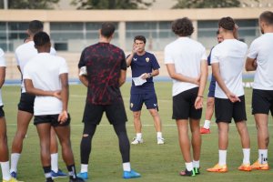 Rubi en el campo Anexo del Estadio de los Juegos Mediterráneos.