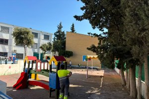 Trabajos en la zona de Infantil, que se mejorará considerablemente.