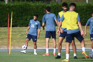 Robertone, en el primer entrenamiento de la pretemporada.