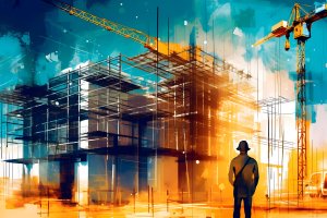 Alegoría de un edificio en construcción.