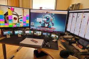 La mesa de trabajo de Santiago.