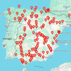 El mapa de las paradas de carretera recopilada por Pablo Briones (@pbrionesmqz).