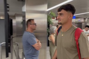 Pubill en el aeropuerto de Milán.