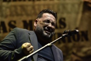 Andreles, en un momento de su actuación en el Festival del Cante de las Minas de La Unión.