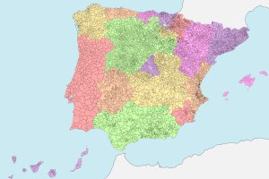 Mapa con los municipios de España.