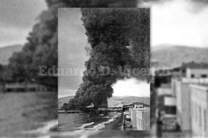 El barrio de las playas de Levante la mañana que bombardearon la Campsa, el 8 de noviember de 1936.