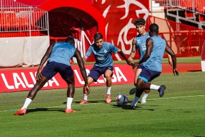 Imagen del entrenamiento de este jueves, ya con la vuelta de Gonzalo Melero.