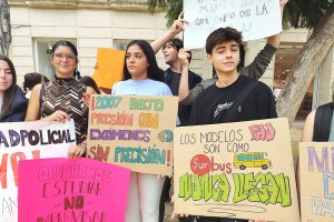 Manifestación de estudiantes en Puerta de Purchena.