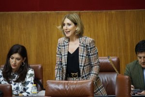 Julia Ibáñez, parlamentaria almeriense del PP, en el Pleno.