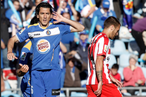 Pedro Ríos junto a Antonio Luna en el Getafe 2 Almería cero que condenaba al descenso a Segunda.