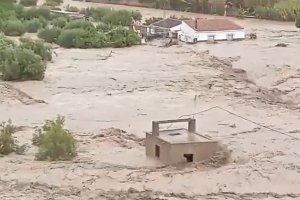Tramo del río Almanzora durante la jornada del martes en una imagen que se hizo viral.