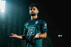 El catalán festejando el primer gol al Sanse, que llegó después de una gran acción de Centelles por la izquierda.